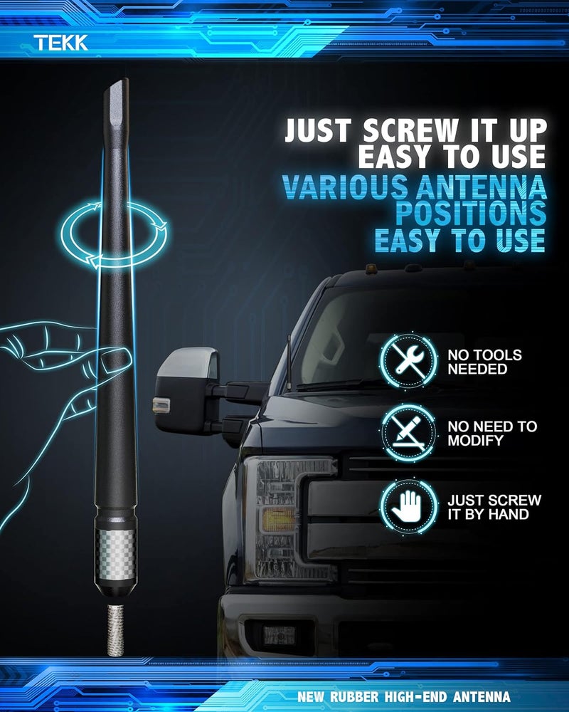 tekk Carbon Fiber Short Antenna Compatible with Ford F250 Pickup Truck 2009-2026/7.9 Inches Premium Flexible Rubber/Designed for Enhance FM/AM Radio Signal Reception - Image 4